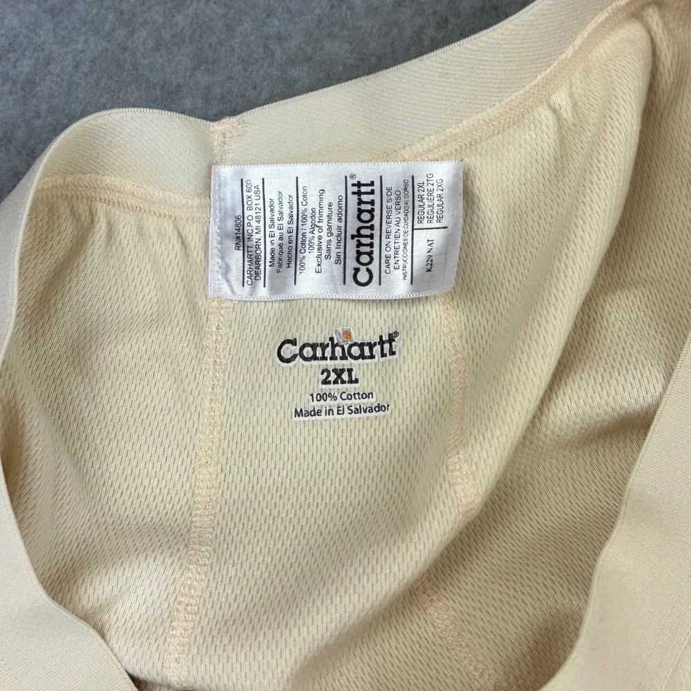 Carhartt Mens K229 NAT Thermal Long Underwear Bottoms 2XL Natural Cotton